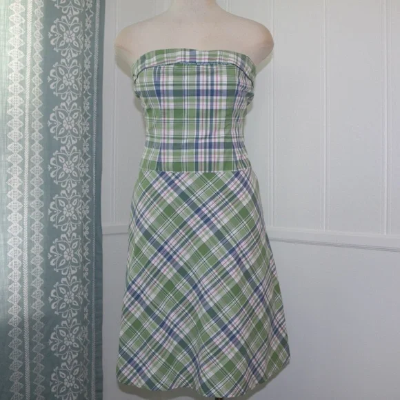 Duck Head Jeans Co. | Dresses | Duck Head Jeans Co Dress 5 Strapless Green  Plaid Back Zip Lined Sweetheart | Poshmark